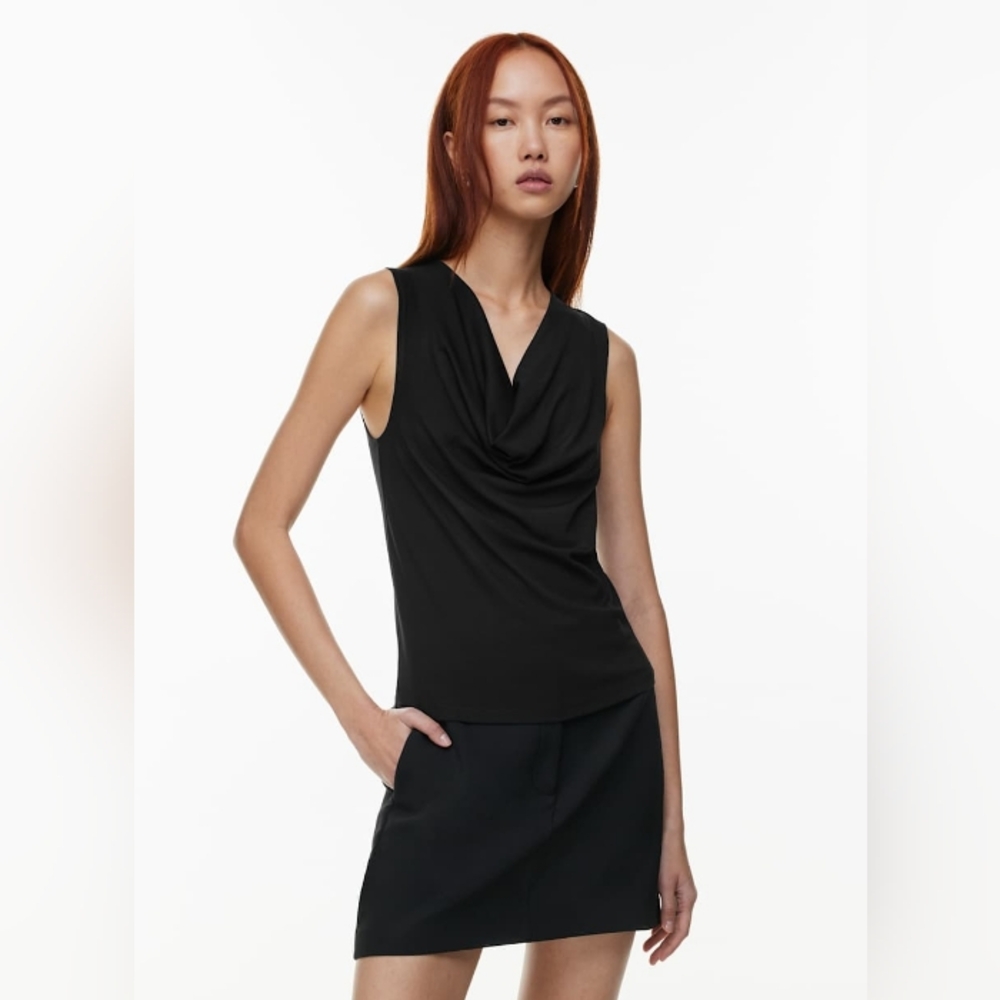 Babaton Forbes Black Satin Sleeveless Top S